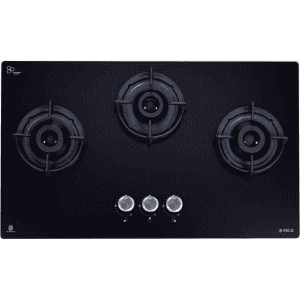 Elica  Flexi 375 Lotus IND HD Brass Automatic Hob | 3 Burners | Black
