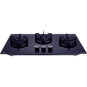 Elica  Flexi 375 Lotus IND HD Brass Automatic Hob | 3 Burners | Black