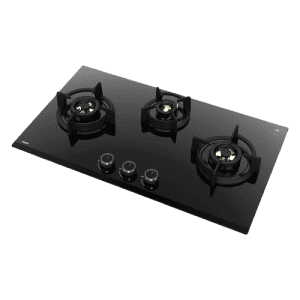 Kaff Built in Glass Automatic Hob |  3 Burners |  Full Brass Burners | Black | ASF 783