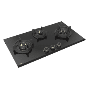 Kaff Built in Glass Automatic Hob |  3 Burners |  Full Brass Burners | Black | ASF 783