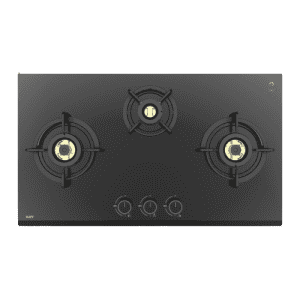 Kaff Built in Glass Automatic Hob |  3 Burners |  Full Brass Burners | Black | ASF 783