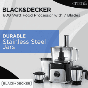 Black & Decker Juicer Mixer Grinder | 800 W | 3 Jars | Grey | BXFP8001IN