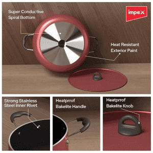 Impex Aluminium Non Stick Biryani Pot | 17 L | ISP 3815