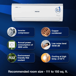 Voltas Inverter Split AC | 1.5 Ton | 5 Star | White | SAC 185V VECTRA ELITE