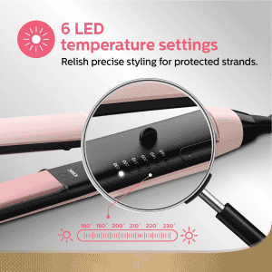 Philips Hair Straightener | Kerashine Ceramic Plates with Silkprotect Technology | Pink | BHS378/10