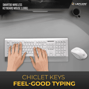 Lapcare Smartoo Wireless Multimedia Combo Keyboard Mouse | 1200dpi | White & Silver
