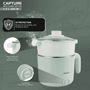 Havells Capture Multi Cook Electric Kettle | 1.2 L | 650 W | Green