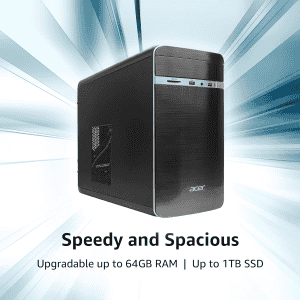 Acer Aspire Desktop | Intel H610 Core i3-12100 | 8 GB | 512 GB SSD | Intel UHD Graphics | Black | UD.33CSI.002