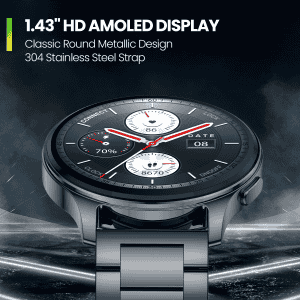Amazfit Huami Pop 3R Metal Strap Smart Watch | Metallic Black