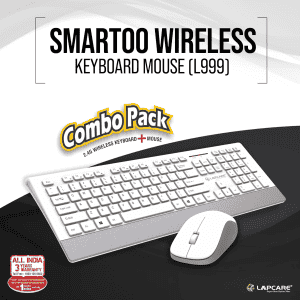 Lapcare Smartoo Wireless Multimedia Combo Keyboard Mouse | 1200dpi | White & Silver