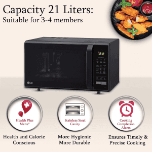 LG Convection Microwave Oven |  21 L | Stainless Steel Cavity | Auto Cook Menu | Black | MC2146BV DBKQILN