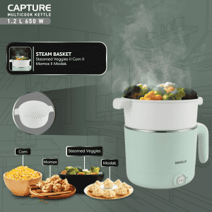 Havells Capture Multi Cook Electric Kettle | 1.2 L | 650 W | Green