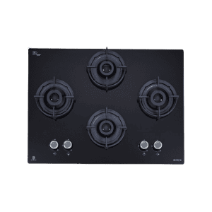 Elica FLEXI 470 LOTUS IND HD BRASS Glass Automatic Hob | 4 Burners | Black