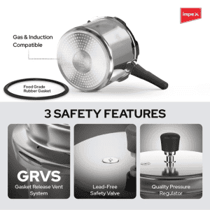 IMPEX ECO 2 Induction Bottom Pressure Cooker | 2 L | Silver