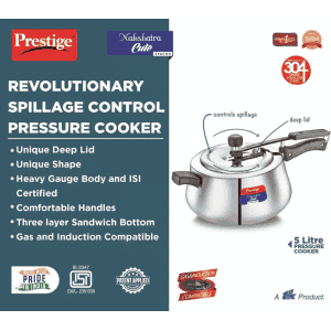 Prestige Nakshatra Inner Lid Induction Bottom Pressure Cooker |  5 L | Stainless Steel | Silver | 20149