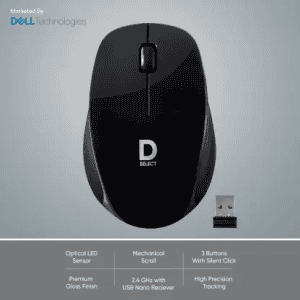 DSelect by Dell DS320 Wireless Optical Mouse | 2.4GHz | Black