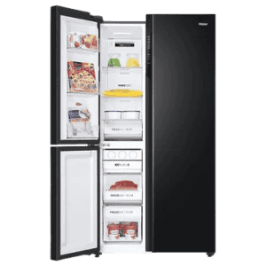 Haier Frost Free Side by Side Refrigerator | 598 L | 3 Star | Black Glass | HRT-683KGU1
