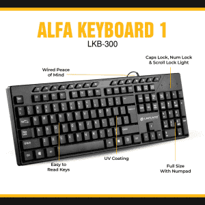 Lapcare Alfa Wired USB Keyboard 1 | Black | LKB-300