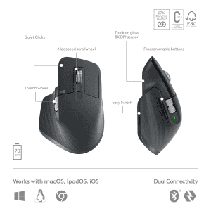 Logitech MX Keys S Combo Wireless Keyboard | Bluetooth | Black