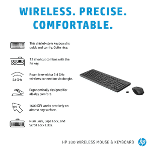 HP 330 Wireless Keyboard and Mouse Set | 2.4GHz | Black