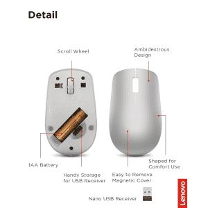Lenovo 530 Wireless Mouse | 2.4 GHz Wireless | 1200 DPI | Grey