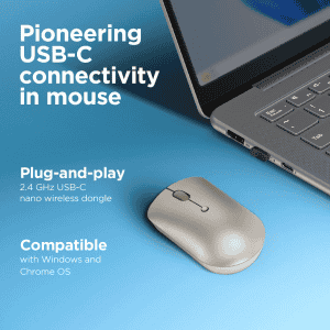Lenovo 540 USB C Compact Wireless Mouse | 2.4GHz | 2400 DPI | Sand