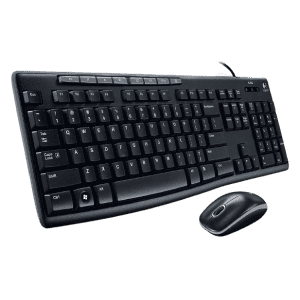 Logitech Media Set MK200 Keyboard Optical Mouse Set | Full Size Wired and High Definition | Black