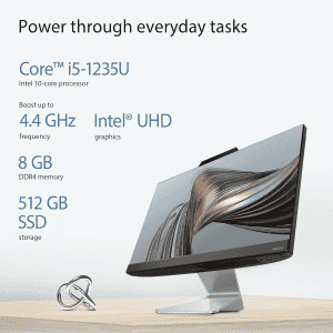 ASUS AiO A3 Series All in One Desktop | Intel 12th Gen Core i5 1235U | 8 GB | 512 GB SSD | 21.5 inch | Black | A3202WBAK-BA003WS