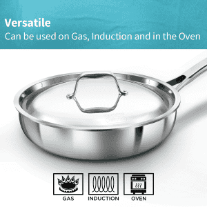 Hawkins Pro Triply Stainless Steel Fry Pan | 22 cm with Lid | Silver