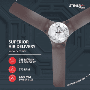 Havells Stealth Prime Bldc Motor Ceiling Fan | 1200Mm | 5 Stars | With Rf Remote | Marbel Dusk