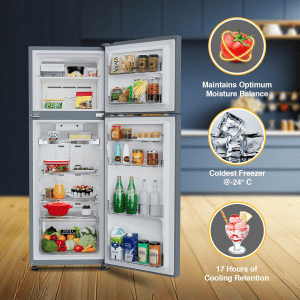 Whirlpool Frost Free Double Door Refrigerator  | 3 Star | 235 L | Titan Steel | IF INV ELT DF278