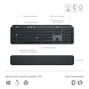 Logitech MX Keys S Combo Wireless Keyboard | Bluetooth | Black