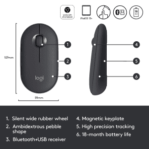 Logitech Pebble Wireless Mouse | Graphite | M350