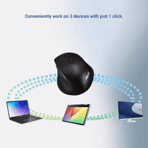 ASUS MW203 Multi Device Wireless Silent Mouse | 2.4GHz | 2400 DPI | Black