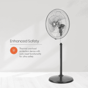 Orient Electric Tornado II Pedestal Fan | 450 mm | 3 Blade | Black