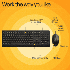 HP KM 180 Wired Mouse and Keyboard Combo | Black