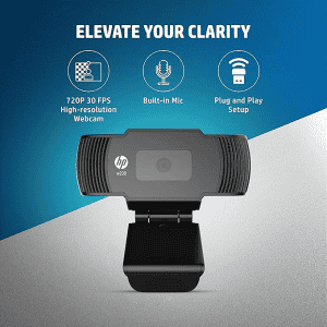 HP w200 Digital Webcam | Plug and Play Setup | Black