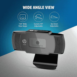HP w200 Digital Webcam | Plug and Play Setup | Black