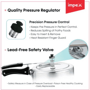 Impex Instar IB5 Inner Lid Induction Bottom Pressure Cooker | Aluminium | 5 L | Silver