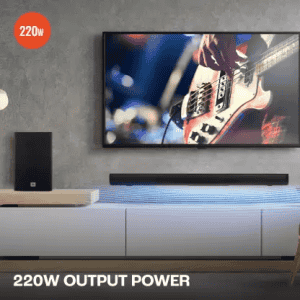 JBL Cinema SB180 Bluetooth Soundbar | 220 W | Wireless Subwoofer | Extra Deep Bass with Remote | Black | JBLSB180BLKIN