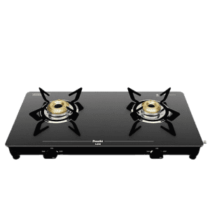 Preethi Luxe Glass Top Gas Stove | With Driptray Less Infinity Design | Black