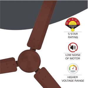 Polycab Airika BLDC Ceiling Fan | 3 Blade | 1200 mm | Luster Brown