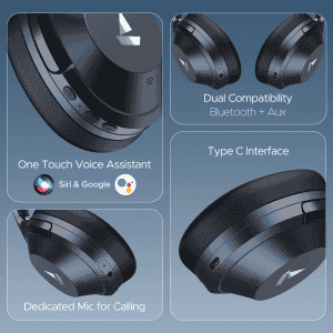 Boat Nirvanaa Headset | Hybrid Active Noise Cancellation | 65H Playback | Bold Blue | 751ANC T