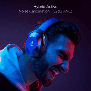 Boat Nirvanaa Headset | Hybrid Active Noise Cancellation | 65H Playback | Bold Blue | 751ANC T
