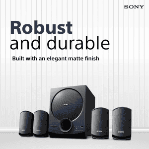Sony SA-D40M2 Home Theatre | 4.1ch | 100W Power Output and Powerful Subwoofer | Black