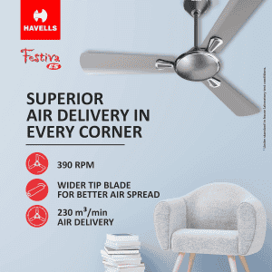 Havells Festiva Energy Saving Ceiling Fan | 1200 mm | 3 Blade | Mist