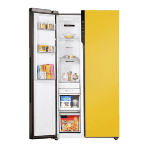 Haier Vogue Series Side By Side Refrigerator | 602 L | Frost Free | Black Yellow GL | HRS-682KYG-P