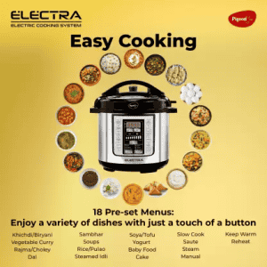 Pigeon Electra Electric Pressure Cooker | 3 L | Silver