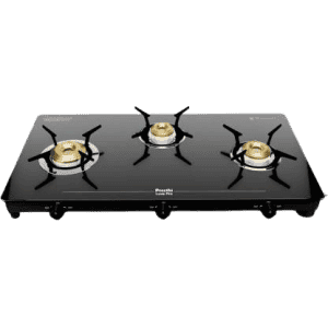 Preethi Luxe pro Gas Stove | 3 Burner | Stainless Steel | Black