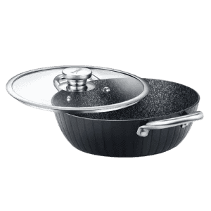 Prestige Durastone Hard Anodised 6 Layer Non Stick Kadai with Glass Lid | Black